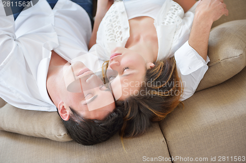 Image of young couple relax at home