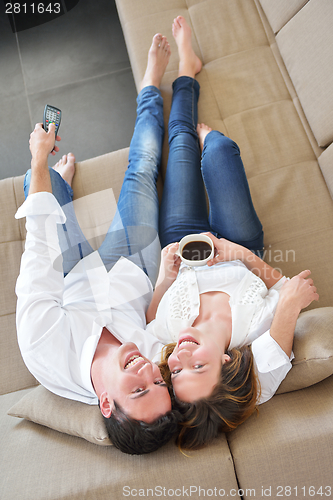 Image of young couple relax at home