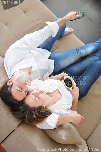 Image of young couple relax at home