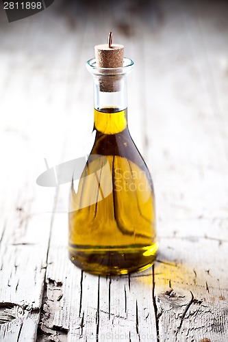 Image of fresh olive oil in bottle