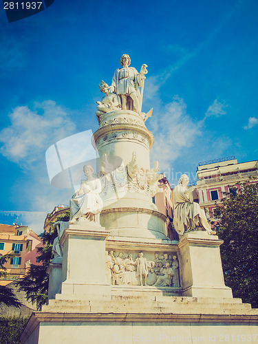 Image of Retro look Columbus monument in Genoa