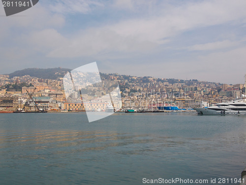 Image of View of Genoa Italy from the sea