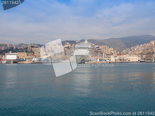 Image of View of Genoa Italy from the sea