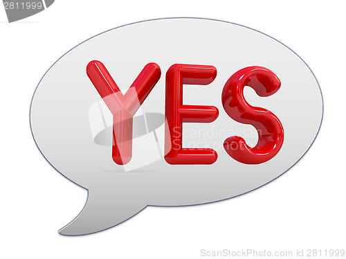 Image of messenger window icon. Red text " Yes!"