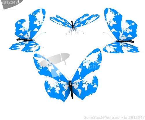 Image of Map of Earth on butterflies isolated on white 