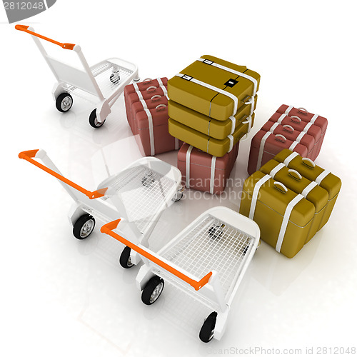 Image of Trolley for luggage at the airport and luggage