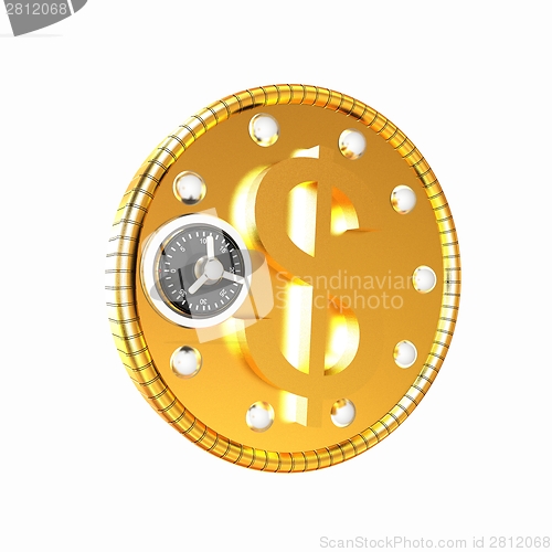 Image of safe in the form of dollar coin icon