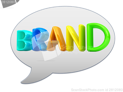 Image of messenger window icon. "brand" 3d colorful text 