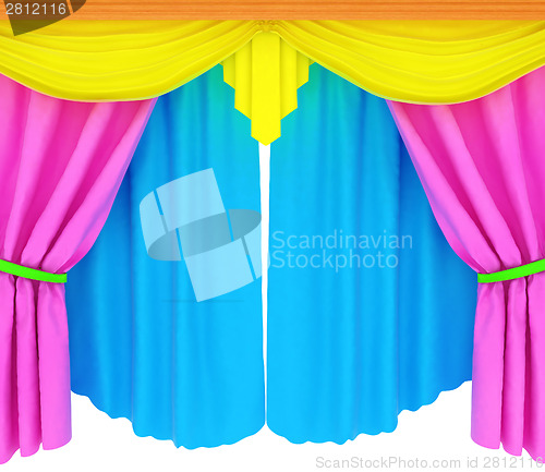 Image of Colorfull curtains isolated on a white background 