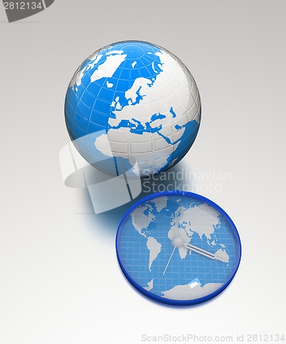 Image of Clock of world map and earth