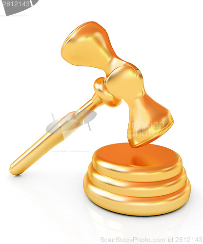 Image of Gold gavel isolated on white background