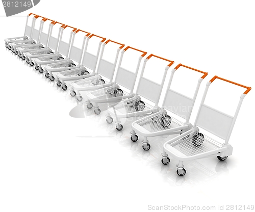 Image of Trolleys for luggages at the airport 