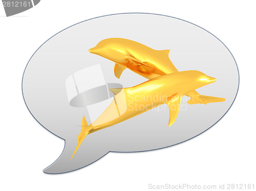 Image of messenger window icon and golden dolphins 