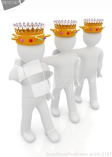 Image of 3d people - mans, persons with a golden crown. Kings