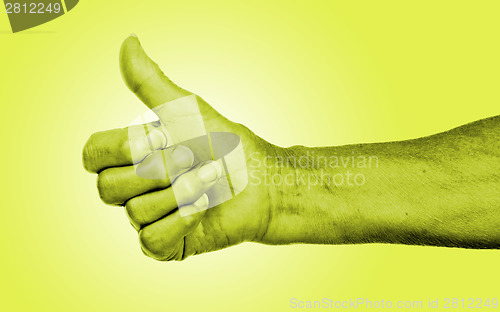 Image of Old woman with arthritis giving the thumbs up sign