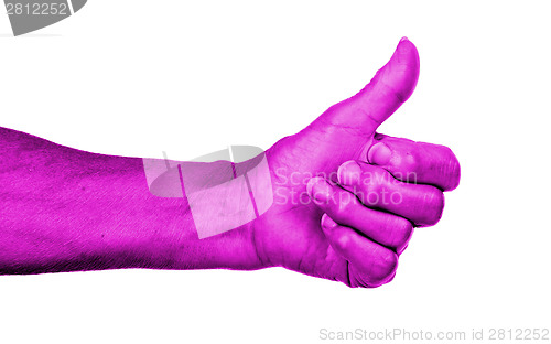 Image of Old woman with arthritis giving the thumbs up sign