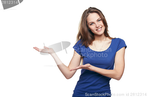 Image of Smiling woman showing copy space