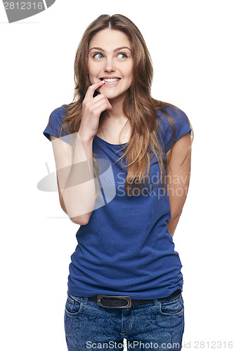 Image of Young woman surprised