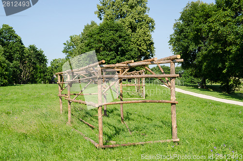 Image of wooden structure for rural market stall and kiosk  