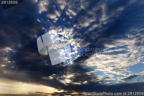 Image of Sunset sky with sunrays