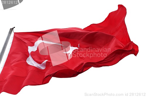Image of Turkish flag waving in wind