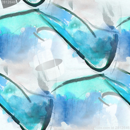 Image of colorful drawing pattern water blue, green texture paint abstrac