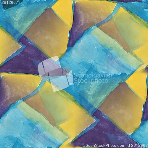 Image of drawing blue, yellow colorful pattern water texture paint abstra