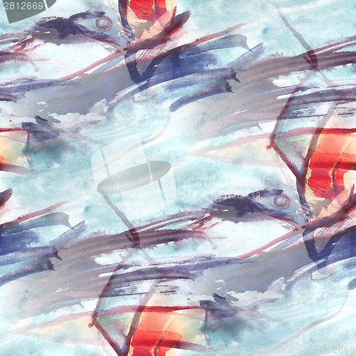 Image of colorful drawing pattern water blue, red texture paint abstract 