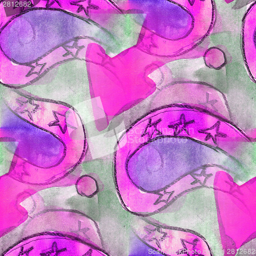 Image of america ancient ornament drawing purple, green usa colorful patt