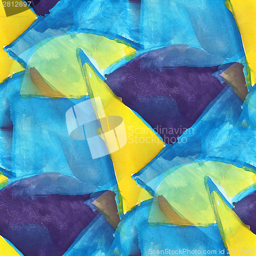 Image of america ancient blue, yellow, triangle ornament drawing colorful