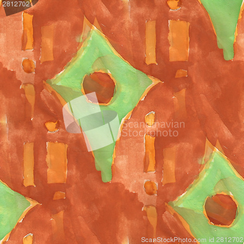 Image of drawing brown, green colorful pattern water texture paint abstra