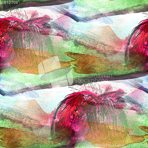 Image of colorful red, green drawing pattern water texture paint abstract