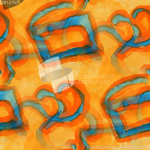 Image of america ancient orange, blue, yellow ornament drawing colorful p