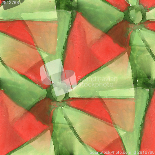 Image of america ancient ornament drawing green, red colorful pattern wat