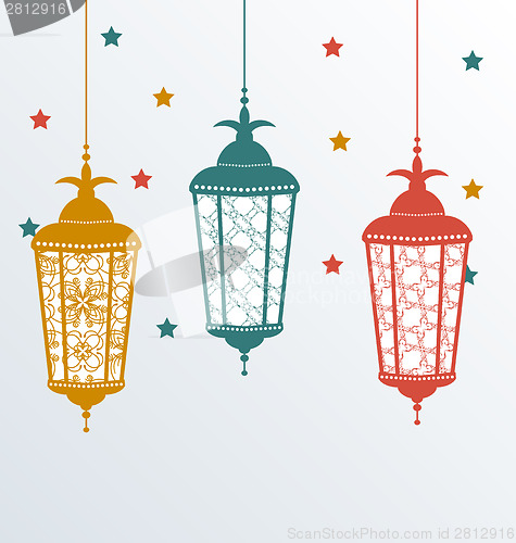 Image of Intricate Arabic lamps for Ramadan Kareem