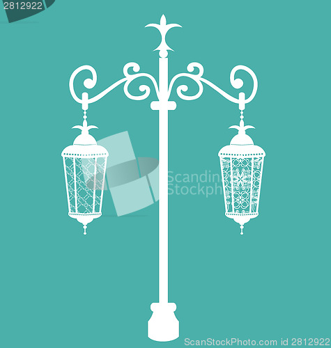 Image of Vintage forging ornate streetlamps isolated