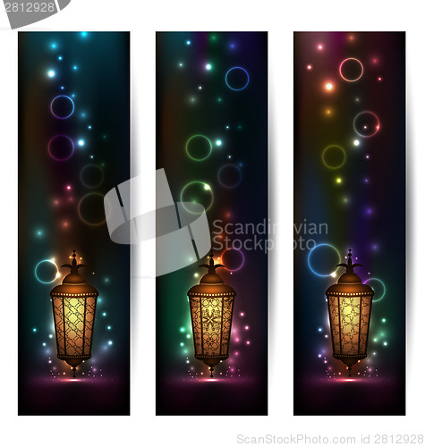 Image of Set light banners with arabic lantern