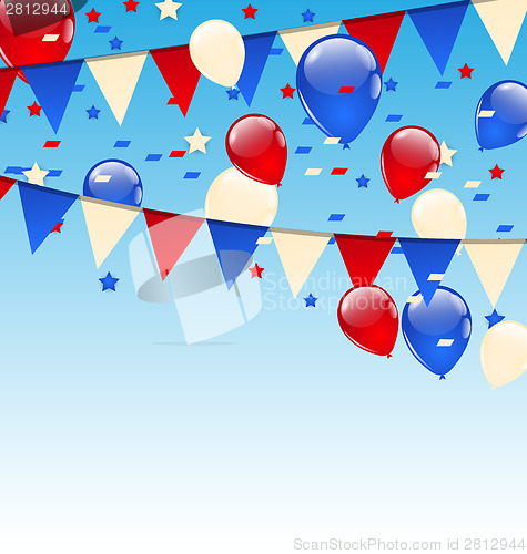 Image of American background with balloons in the blue sky