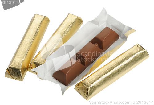 Image of Chocolate in foil, isolated