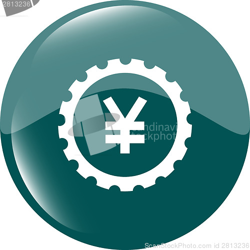 Image of gear (cog) web icon on cloud with yen money sign