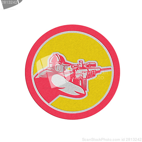 Image of Metallic Shooter Aiming Telescope Rifle Circle Retro