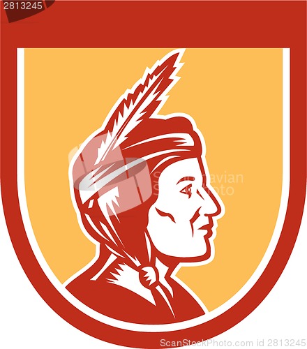 Image of Native American Indian Chief Shield Retro