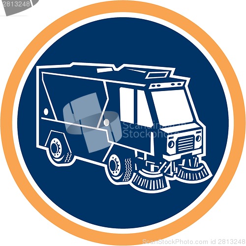 Image of Street Cleaner Truck Circle Retro