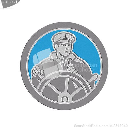 Image of Metallic Fisherman Sea Captain Circle Retro