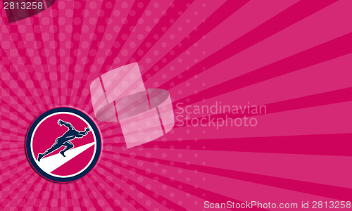 Image of Business card Sprinter Runner Running Woodcut Retro