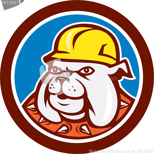 Image of Bulldog Construction Worker Head Cartoon