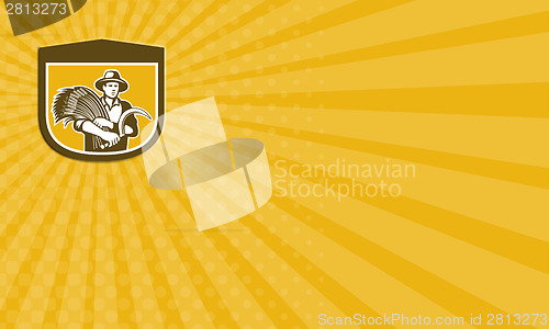 Image of Business card Wheat Farmer With Scythe and Crop Harvest Retro