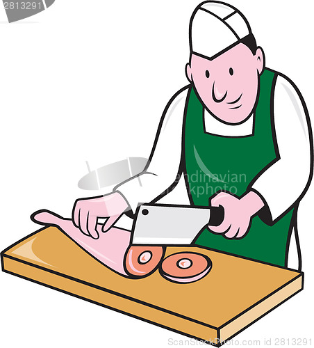 Image of Butcher Chopping Meat Cartoon