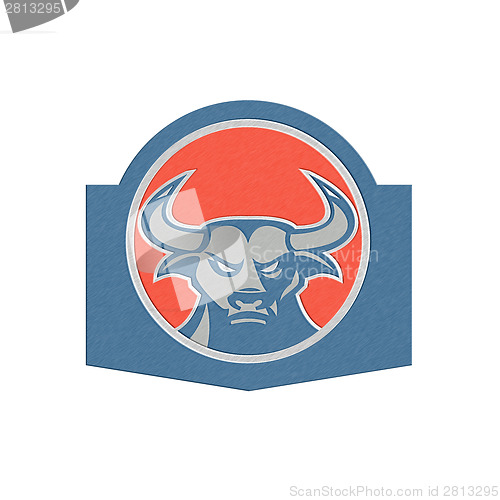 Image of Metallic Angry Bull Head Circle Retro