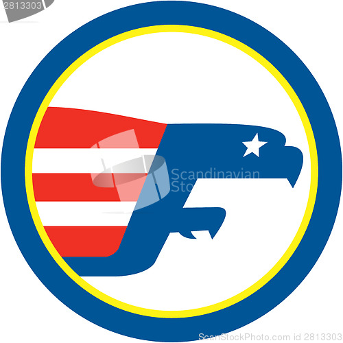 Image of American Eagle Flying Flag Side Circle Retro